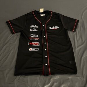 F1 Grand Prix racing button down double sided print jersey New